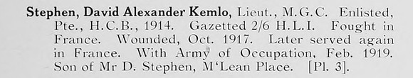 Stephen D A K Lt Machine Gun Corps Photo Available Plate 3