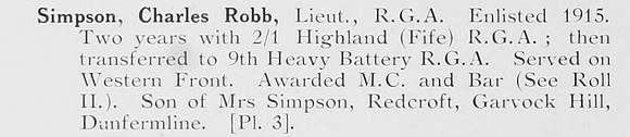 Simpson C R Lt Royal Garrison Artillery