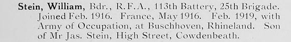 Stein W Bmdr Royal Field Artillery