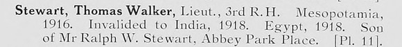Stewart T W Lt 3rd Black Watch Photo Available Plate 11