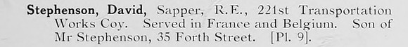 Stephenson D Sapper Royal Engineers Photo Available Plate 9
