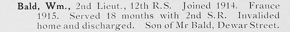 Bald W 2nd Lt 12th Royal Scots
