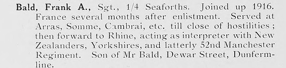 Bald F A Sergt 4th Seaforth Highlanders