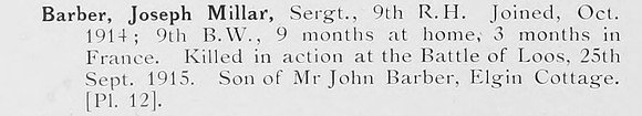 Barber J M Sergt 9th Black Watch Photo Available Plate 12