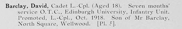 Barclay D Cadet L/Cpl Edinburgh University OTC Photo Available Plate 5