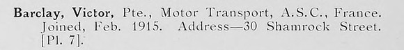 Barclay V Pte Army Service Corps Photo Available Plate 7