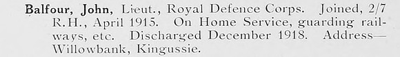 Balfour J Lt Royal Defence Corps