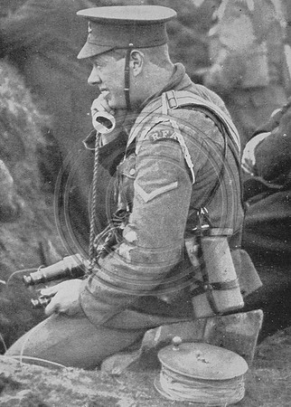 A Spotter In The Royal Artillery Telephoning From The Observation Post The Results Of The Artillery