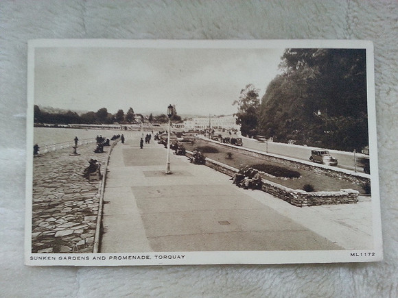 Original Postcard 1930s Sunken Gardens And Promenade Torquay