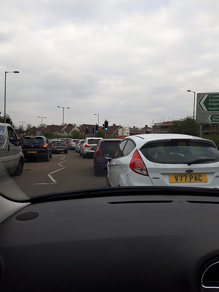 Traffic On The Reigate Road Between Epsom And Ewell 12th April 2019