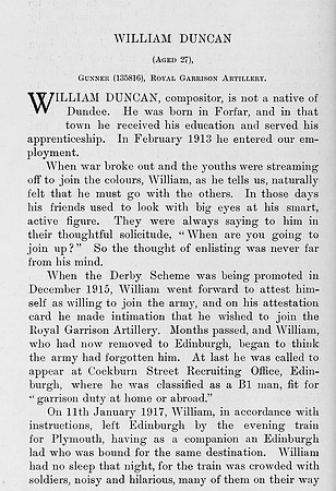 Duncan W Gnr 135816 Royal Garrison Artillery Obit Part 1