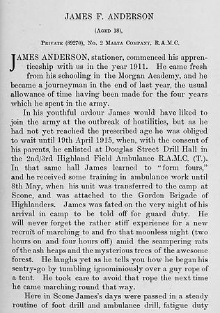 Anderson J F Pte 89270 Royal Army Medical Corps Obit Part 1