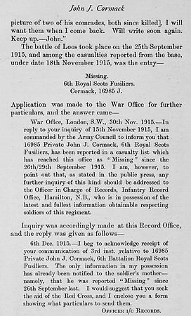 Cormack J J Pte 16985 6th Royal Scots Fusiliers Obit Part 4
