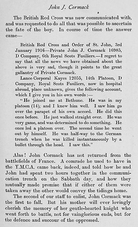 Cormack J J Pte 16985 6th Royal Scots Fusiliers Obit Part 5