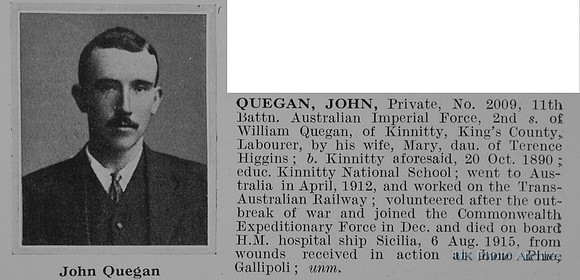 Quegan J Pte 2009 11th Australain Imperial Force Obit