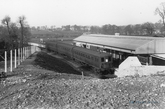 Sutton Common Station With Train c1950