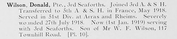 Wilson D Pte 3rd Seaforth Highlanders Photo Available Plate 10