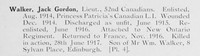 Walker J G Lt 52nd Canadian Infantry Photo Available Plate 4