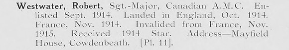 Westwater R Sergt Major Canadian Army Medical Corps Photo Available Plate 11