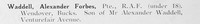 Waddell A F Pte Royal Air Force