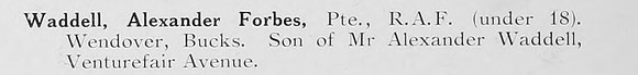 Waddell A F Pte Royal Air Force