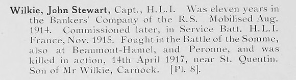 Wilkie J S Captain 16th Highland Light Infantry Photo Available Plate 8
