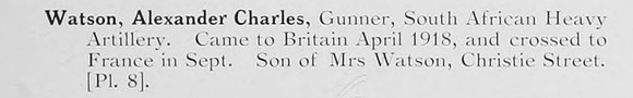 Watson A C Gnr South African Heavy Artillery Photo Available Plate 8