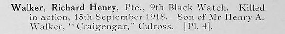 Walker R H Pte 9th Black Watch Photo Available Plate 4