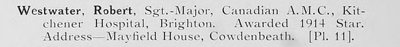 Westwater R Sergt Major Canadian Army Medical Corps Photo Available Plate 11