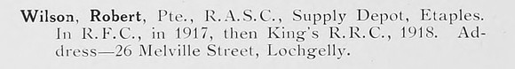 Wilson R Pte Army Service Corps
