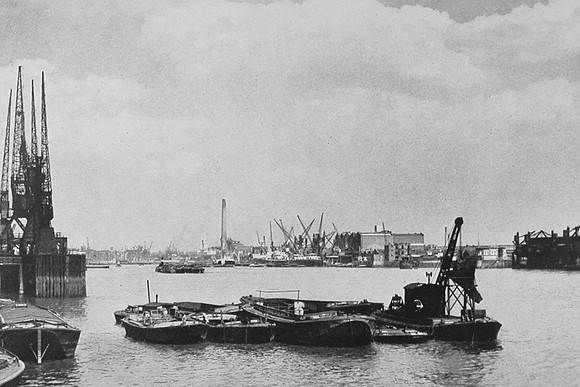 The River Thames Looking East From Wapping 1950