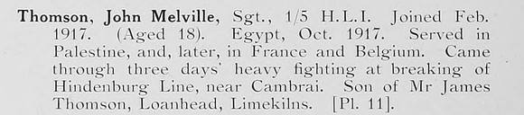 Thomson J M Sergt 5th Highland Light Infantry Photo Available Plate 11