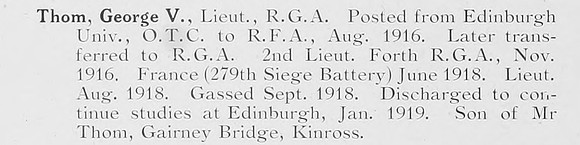 Thom G V Lt Royal Garrison Artillery