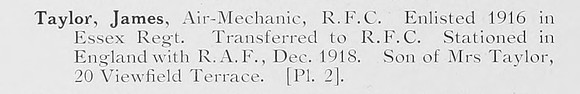 Taylor J Air Mech Royal Flying Corps Photo Available Plate 2