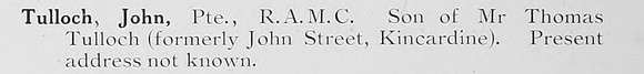 Tulloch J Pte Royal Army Medical Corps