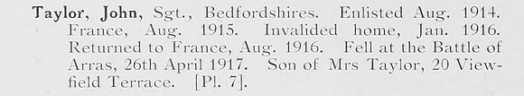 Taylor J Sergt Bedfordshire Regiment Photo Available Plate 7