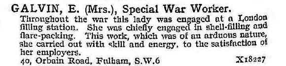 Galvin E Mrs Munitions Worker