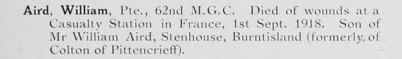 Aird W Pte 62nd Machine Gun Corps