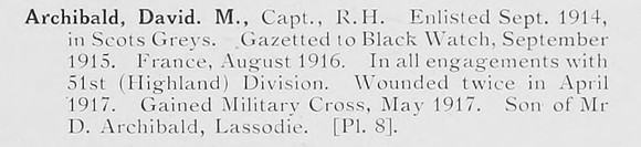 Archibald D M Captain Black Watch Photo Available Plate 8