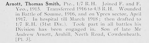 Arnott T S Pte 7th Black Watch Photo Available Plate 3