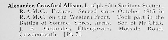 Alexander C A L/Cpl Royal Army Medical Corps Photo Available Plate 7