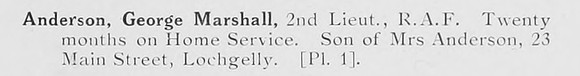 Anderson G M 2nd Lt Royal Air Force Photo Available Plate 1