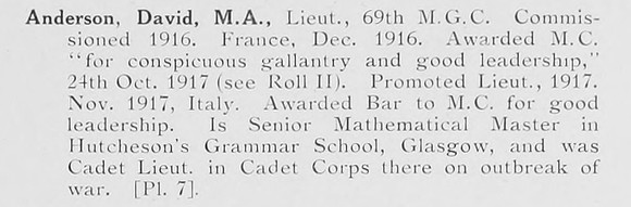 Anderson D Lt MC Machine Gun Corps