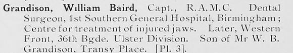 Grandison W B Captain Royal Army Medical Corps Photo Available Plate 3