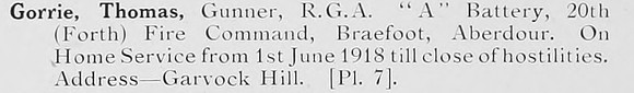 Gorrie T Gnr Royal Garrison Artillery Photo Available Plate 7