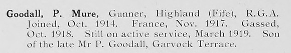 Goodall P M Gnr Royal Garrison Artillery