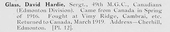 Glass D H Sergt Canadian Machine Gun Corps Photo Available Plate 12