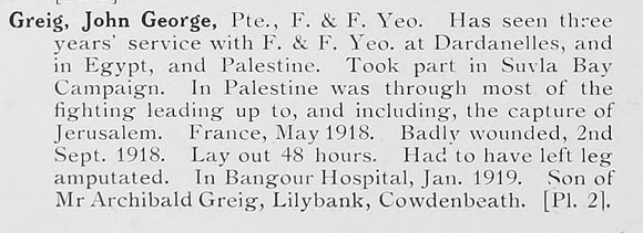 Greig J G Pte Fife And Forfar Yeomanry Photo Available Plate 2