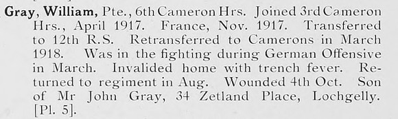 Gray W Pte 6th Cameron Highlanders Photo Available Plate 5