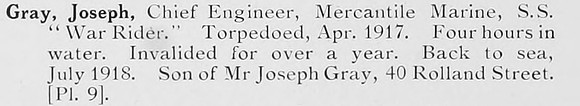 Gray J Chief Engineer SS War Rider Mercantile Marine Photo Available Plate 9